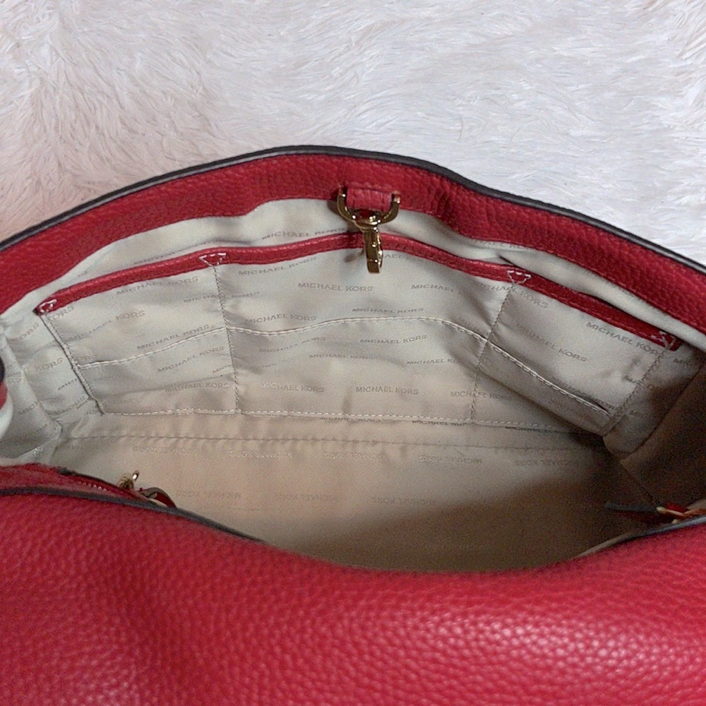 Michael Kors MK Bristol Studded Leather Satchel Crossbody Purse Shoulder Bag Red - Picture 16 of 17